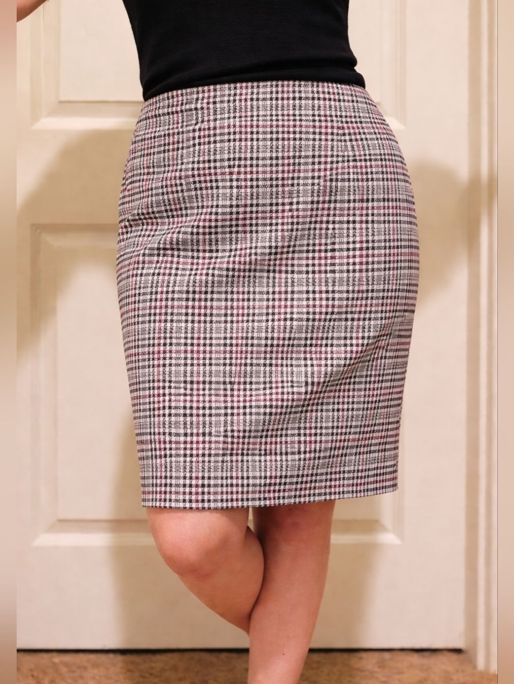 NWT Michael Kors Plaid Pencil Skirt XL | Classic Tweed Office Chic